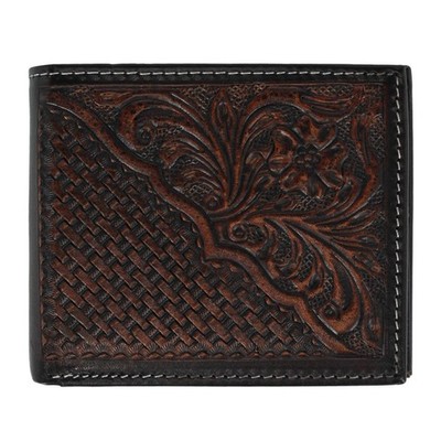 American Bison Men's Hand Tooled Leather Bifold Wallet