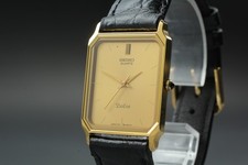 [Exc+5] 1985 Vintage SEIKO Dolce 7731-5210 Quartz Gold Dial Men Watch From JAPAN