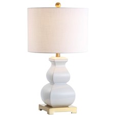 JONATHAN Y JYL3049B 25.5" Modern Ceramic Table Lamp in 25.5 in, White/Gold