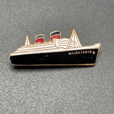   Vintage Rare Old Strattons England Mauretania Enamel Cruise Ship Brooch PIN