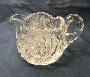 Vintage Brilliant Cut Clear Glass Creamer/Pitcher
