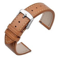 Watch Band 16mm 17mm 18mm 19mm 20mm 21mm 24mm - 22mm Light Brown/Silver Buckle