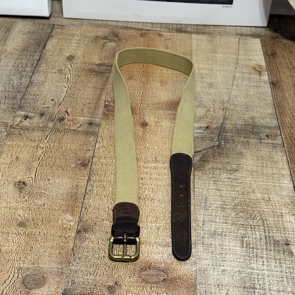 Cinturón Polo Ralph Lauren Vintage Cuero Lona Algodón Tostado Talla 38 Usado Foto 2 de 4