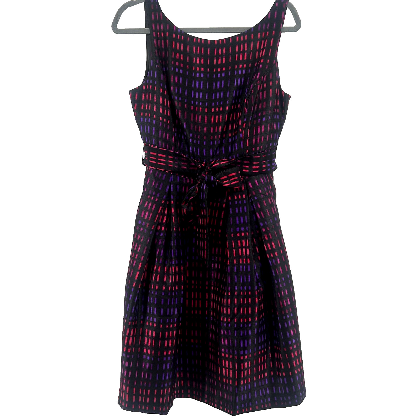 Vestido Jessica Howard Mujer 8 Negro Floral Ajuste Geométrico Acampanado Cinturón Cóctel