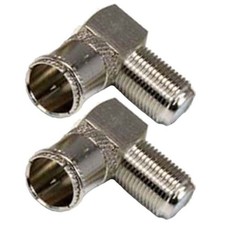 2x Push-On F-Type Right Angle Female/F Jack Coax/Coaxial Cable Connector