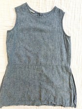 Bryn Walker Blue Linen Sleeveless Tunic Top Made in USA Medium