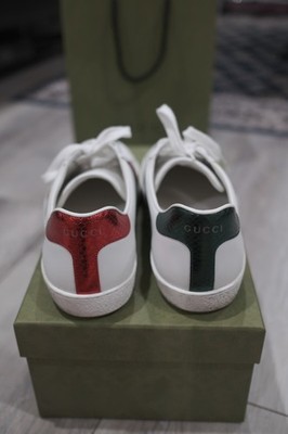 Gucci Ace Bee Embroidered Sneakers – White Leather – Men's Size