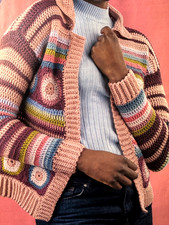 LADIES GRANNY SQUARE CARDIGAN incl larger sizes -  VINTAGE CROCHET PATTERN COPY