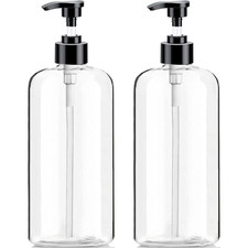 Empty Plastic Pump Bottles Dispenser 2 Pack 32Oz/ 1 Liter Portable Clear