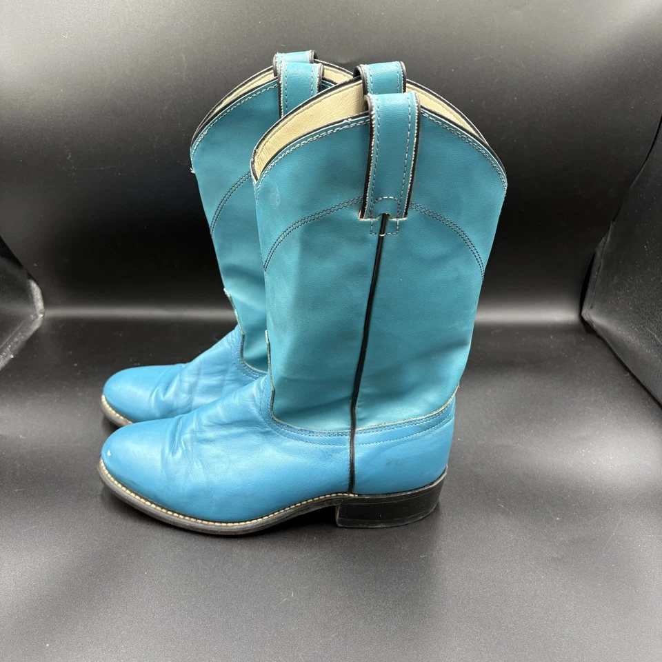 Vintage Leather Laredo Turquoise Roper Cowboy Boots Womens size 7 Read - Image 4 of 4