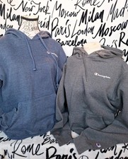 2 - Champion Authentic Women's Pullover Hoodies Blue Gray Cotton Small AP0546