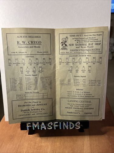 X2 1940 LANSING CENTRAL MI vs SAGINAW ARTHUR HILL High School Football Program - Picture 3 of 3