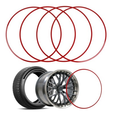4Pcs Black/Red 19'' Wheel Hub Rim R19 Trim Tire Ring Decor For Mazda 6 2014-2017