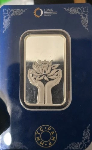 Pamp Mmtc Lotus 20 Gram Silver Bar In Assay Card. Proof DCAM LOOK!