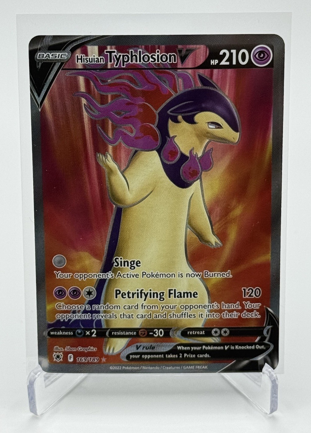 Pokemon TCG Hisuian Typhlosion V 169/189 Astral Radiance Full Art Holo, NM