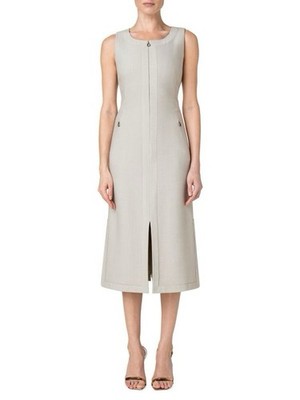 Akris New Wool Crepe Zip Sleeveless Midi Dress In Clay Size US 12 $2,590.00
