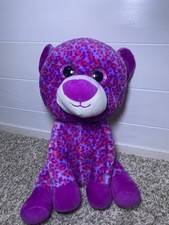Kellytoy Pink Eyes Purple Spotted Leopard Plush Stuffed Animal 17inch