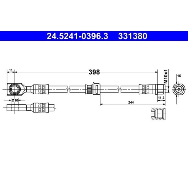 ATE 24.5241-0396.3 Bremsschlauch FüR Opel Astra Zafira Classic T98 F70 F35-image