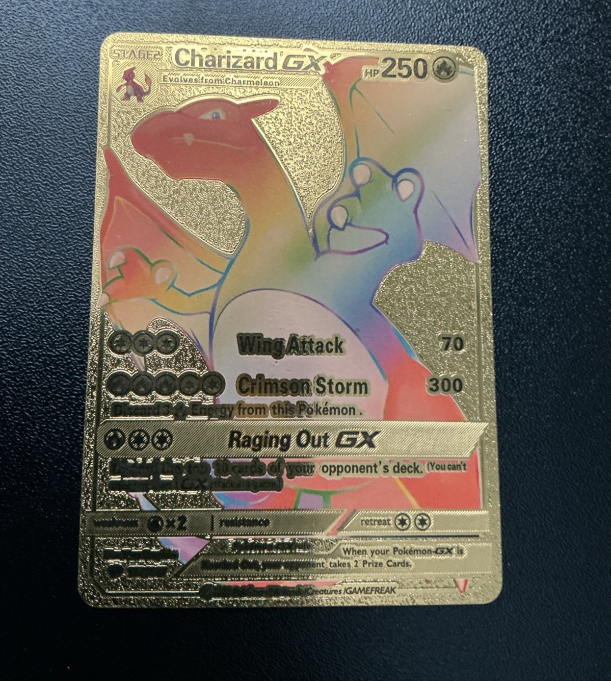Charizard GX 150/147 Pokemon Gold Rainbow Foil Card Fan Art