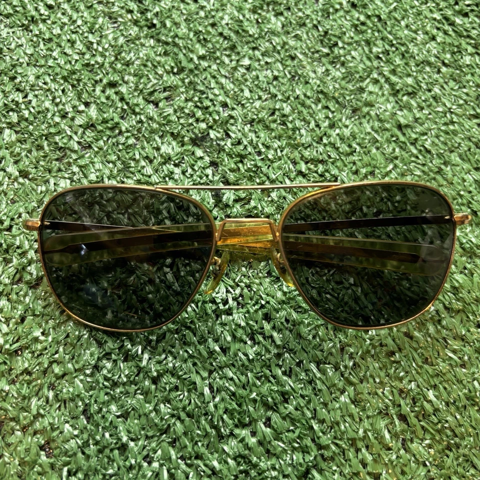 Marco de gafas de piloto aviador chapado en oro American Optical AO 5 1/2 EE. UU. de colección Foto 2 de 4