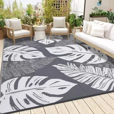 Waterproof Reversible Plastic Straw Outdoor Rug Palm Leaf Patio RV Camping Mat