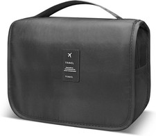 Large Capacity Travel Toiletry Bag With Hanging Hook For Men Waterproof B-Black