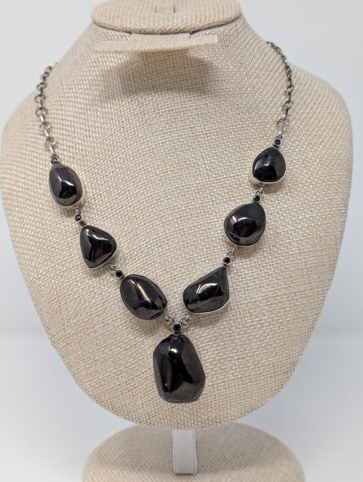 925 Sterling Silver Hematite Statement Necklace 4… - image 8