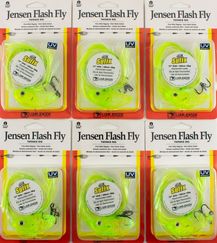 (LOT OF 6) LUHR JENSEN FLASH FLY TWINKIE RIG 2260-001-1504 CANDY UV CHART CO7195