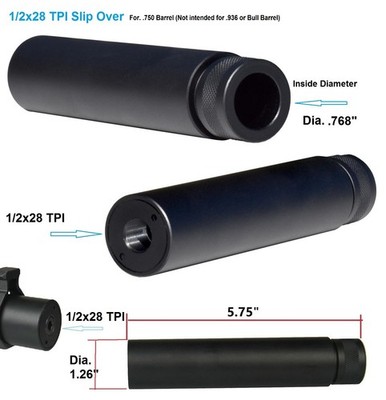 1/2X28 TP Slip Over Barrel Cover Comp Solid Tube For 22 223 5.7x28 and 9mm