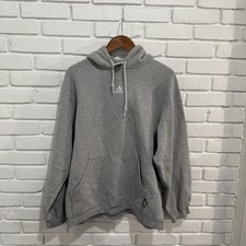 Vintage 90s Adidas Hoodie M Center Logo Heather Gray Made in USA Team Sweatshirt