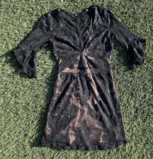 For Love & Lemons Temecula Embroidered Mesh Little Black Dress /Cocktail Attire