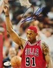 Dennis Rodman Signed METALLIC Photo 8x10  NWO Bulls Worm Autograph HOF JSA HOGAN