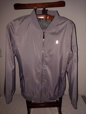 Little Donkey Andy Windbreaker Gray Mens Medium Long Sleeve Reflective Logo