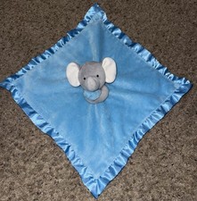 Carter's Gray Elephant baby LOVEY SECURITY BLUE BLANKET EUC