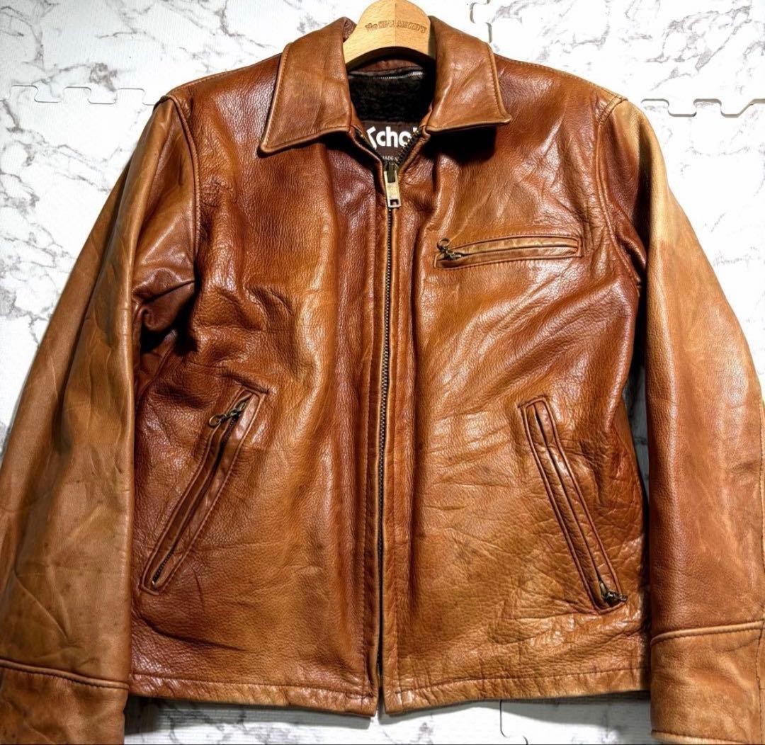 Schott Trucker Jacket AT101 Brown Leather Men's 38 Mo… - Gem