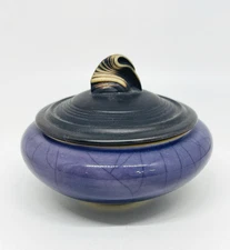 Andrew MacCorkindale Studio Ceramic ArtPottery Crackle Glazed Lidded Shell Raku