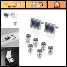 Elegant Cufflinks Studs Set for Tuxedo - Square Shirt Buttons in Gift Box