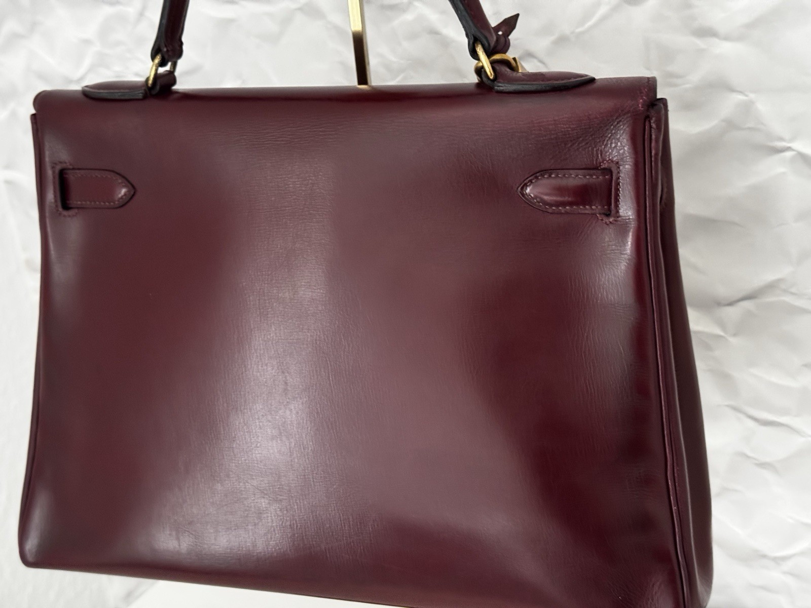 HERMÈS Vintage Kelly Bag 32cm Bordeaux Box Leather 1963 Classic image 6