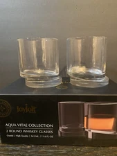 Joyjolt Aqua Vitae Round Offset Whiskey Glasses