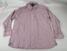Tommy Hilfiger 80s 2 Ply Fabric Striped Button Down Shirt Mens 2XL Pink Blue