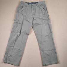 Wrangler Men's Authentics Cargo Pants Olive Green Cotton 32x30 Straight Leg