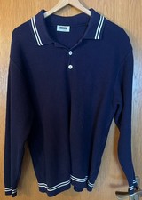 Vintage Pullover Herren, Strickpolo, Ammann, Marineblau, 70er/70ies, Gr. 54