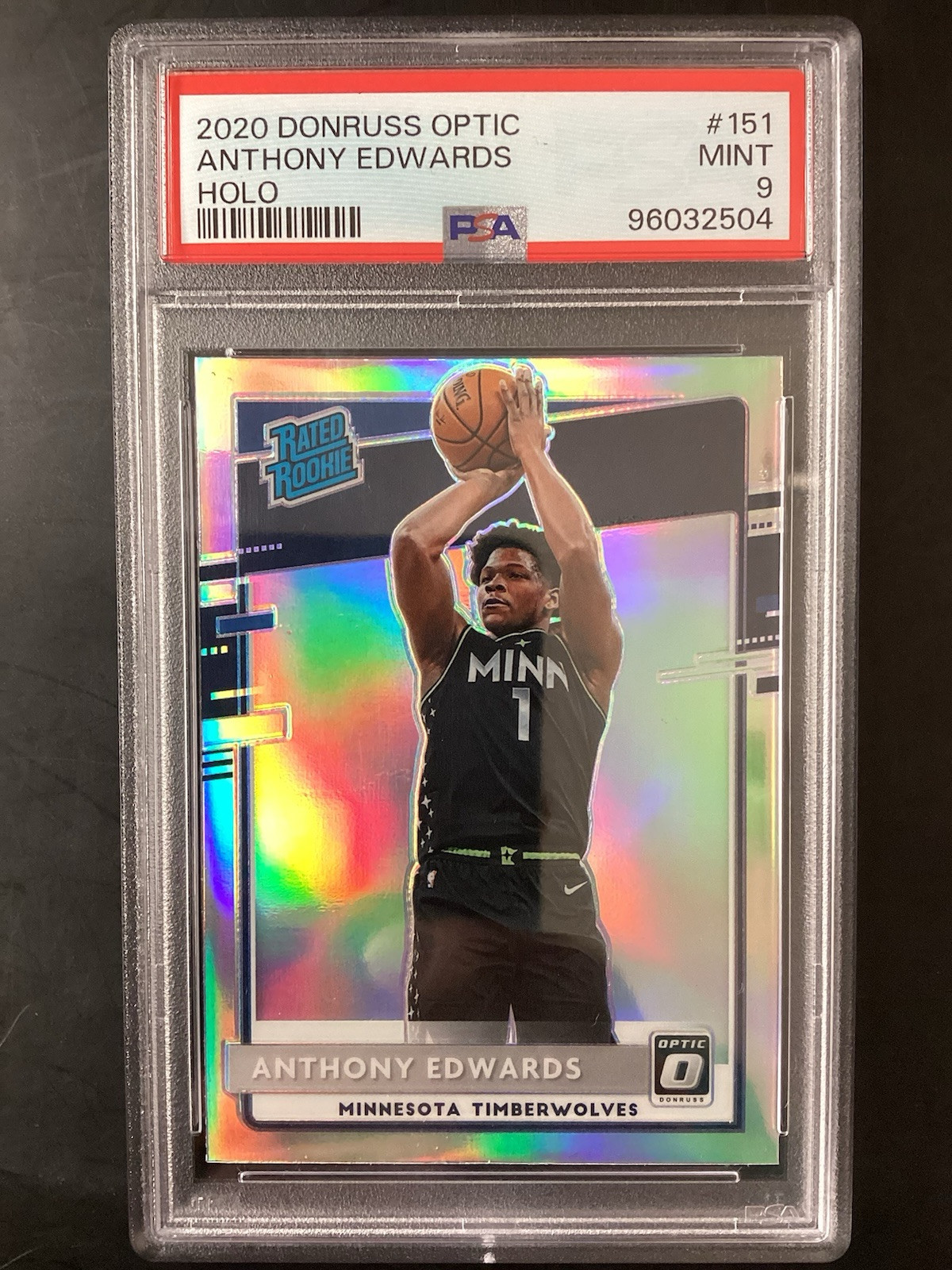 2020-21 Panini Donruss Optic - Rated Rookie Holo #151 Anthony Edwards (RC) PSA 9