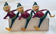 Lot of 3 Vintage Sun Hill Industries 1981 Christmas Elf / Pixie Shelf Decoration