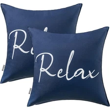MIULEE "Relax" Outdoor Waterproof Throw Pillow Covers Blue 20x20 Inch Set of 2