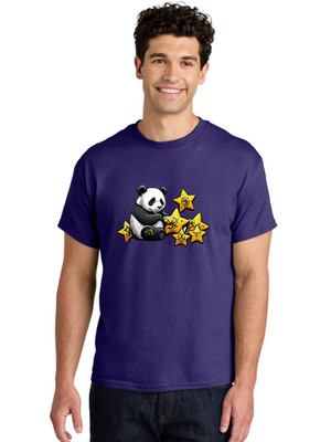 Panda-Painting-Stars-1 Mens Graphic Tee, 100% Cotton, Casual Summer Wear