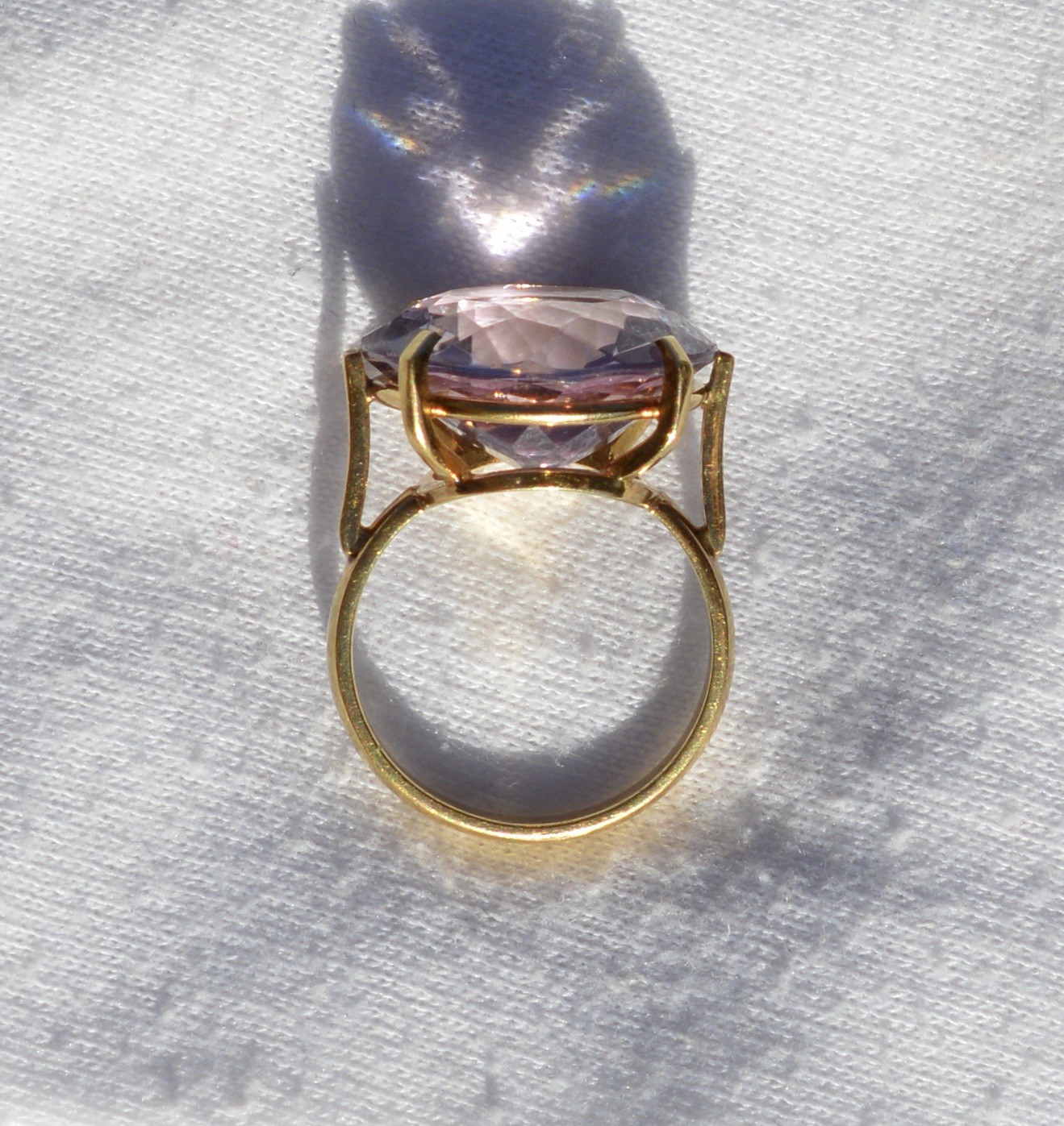 18k Solid Yellow Gold Ring, Round Cut Natural Ame… - image 6