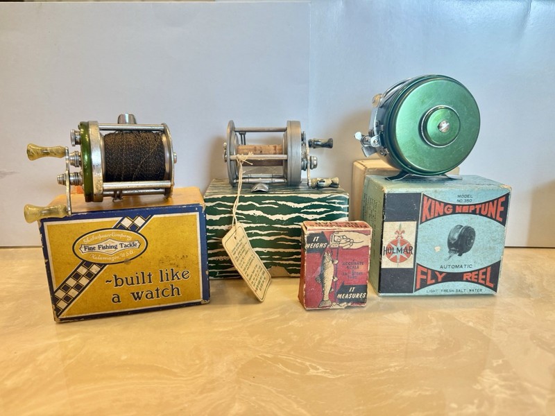 Lot Of 3 Vintage Fishing Reels And 1 Scale