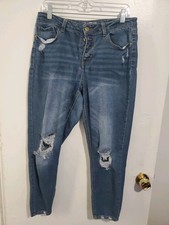 Womens No Boundaries Distressed Blue High Rise Skinny Jeans 13