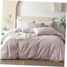100 Washed Cotton Duvet King 104"x90" Heathered Greyish Pink no Comforter 